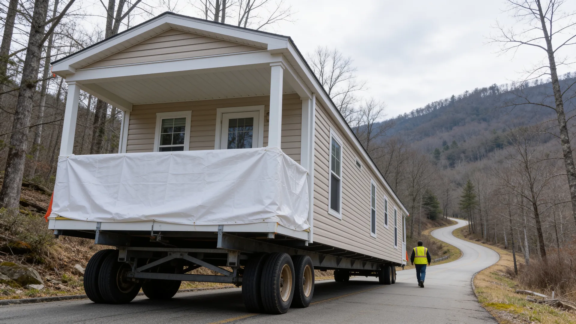 Licensed mover transporting a manufactured home